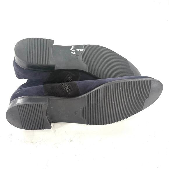 Ilga Suede Chelsea Boots 10 Navy Blue Black Ankle Booties Made in Italy Academia - Picture 3 of 5